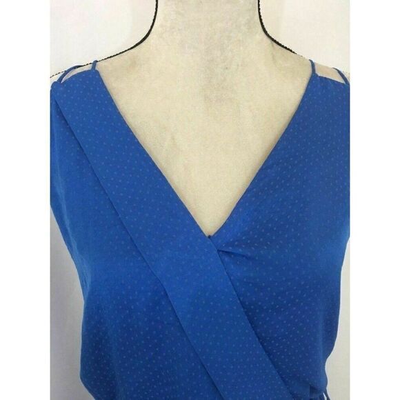 Zara Womens Blue Polka Dot V Neck Tank Top Mini Dress Large - Picture 3 of 7